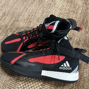 Adidas Posterize Mid Mens Boost Basketball Shoes, Black Red, Size 17